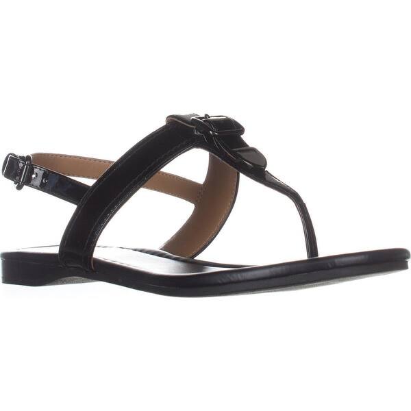black patent flat sandals
