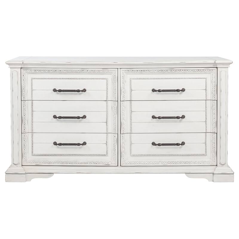 McKinney 6-drawer Bedroom Dresser with Mirror Vintage White