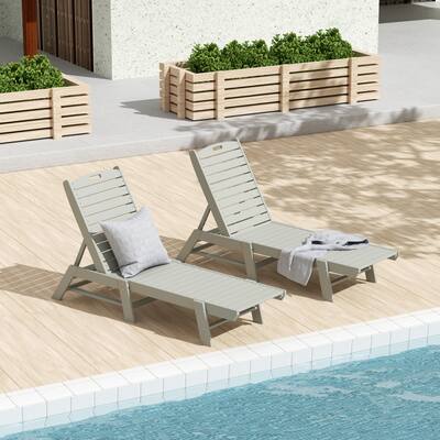 POLYTRENDS Laguna All Weather Poly Pool Outdoor Chaise Lounge - Armless (Set of 2)