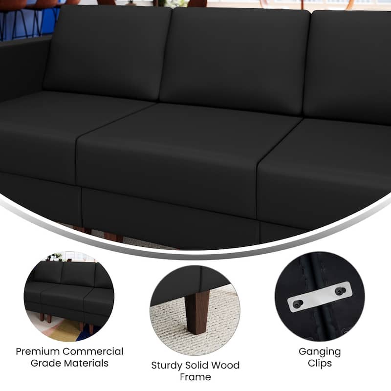 Commercial Modular Armless Middle Chair with Solid Wood Legs - 28.25"W x 31.5"D x 31.75"H
