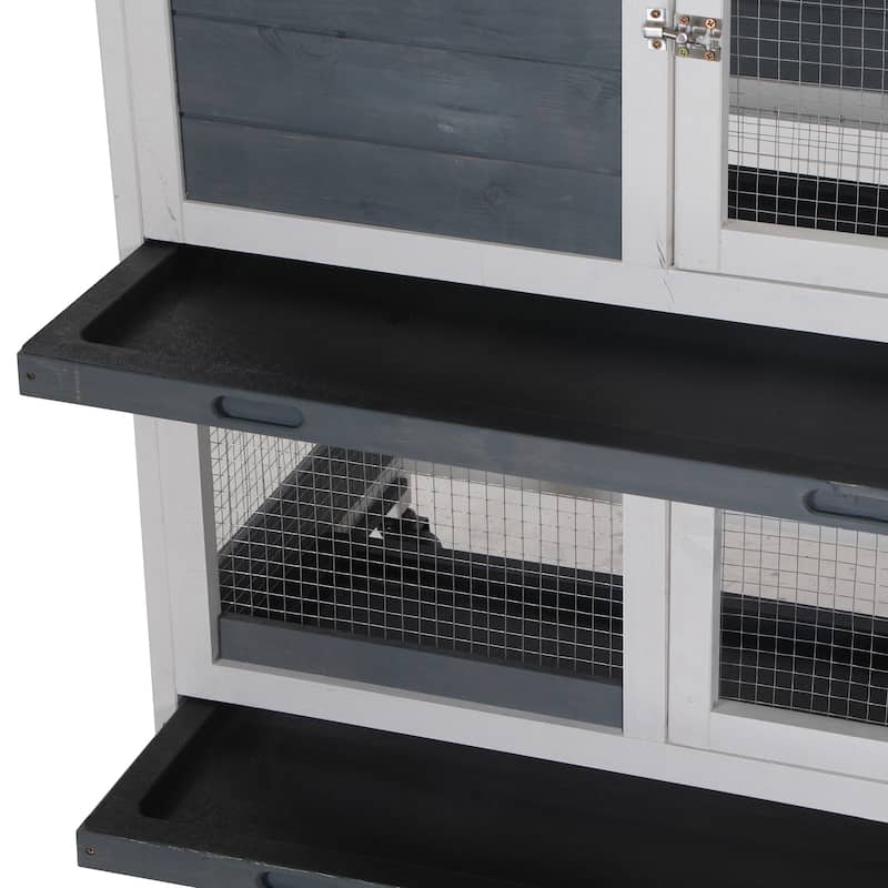 Pet House,Rabbit Hutch,Small Animal Hutch Cage is designed for convenient cleaning - Grey,White