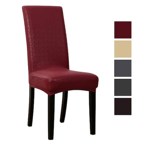 Unique Bargains Dining Room Stretch Artificial PU Chair Covers
