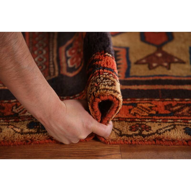 Blue Ardebil Persian Vintage Runner Rug Hand-knotted Wool Carpet - 3'6"x 11'1"
