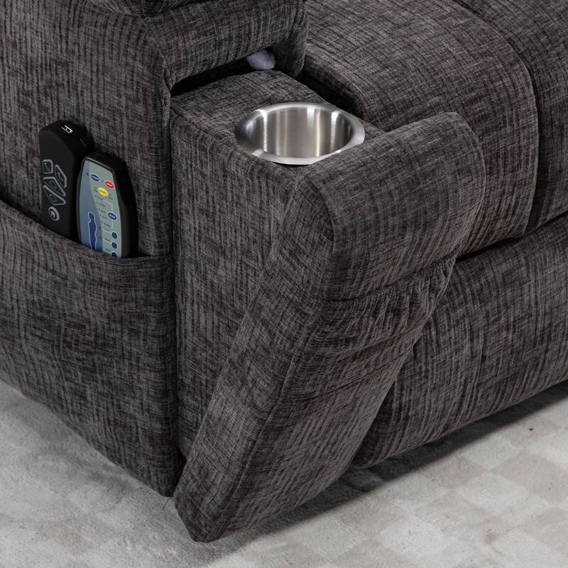 Luxuriant Overstuffed Power Lift Recliner with Dual Motors,Wireless Charging,Lumber Pillow,USB/Type C Charging