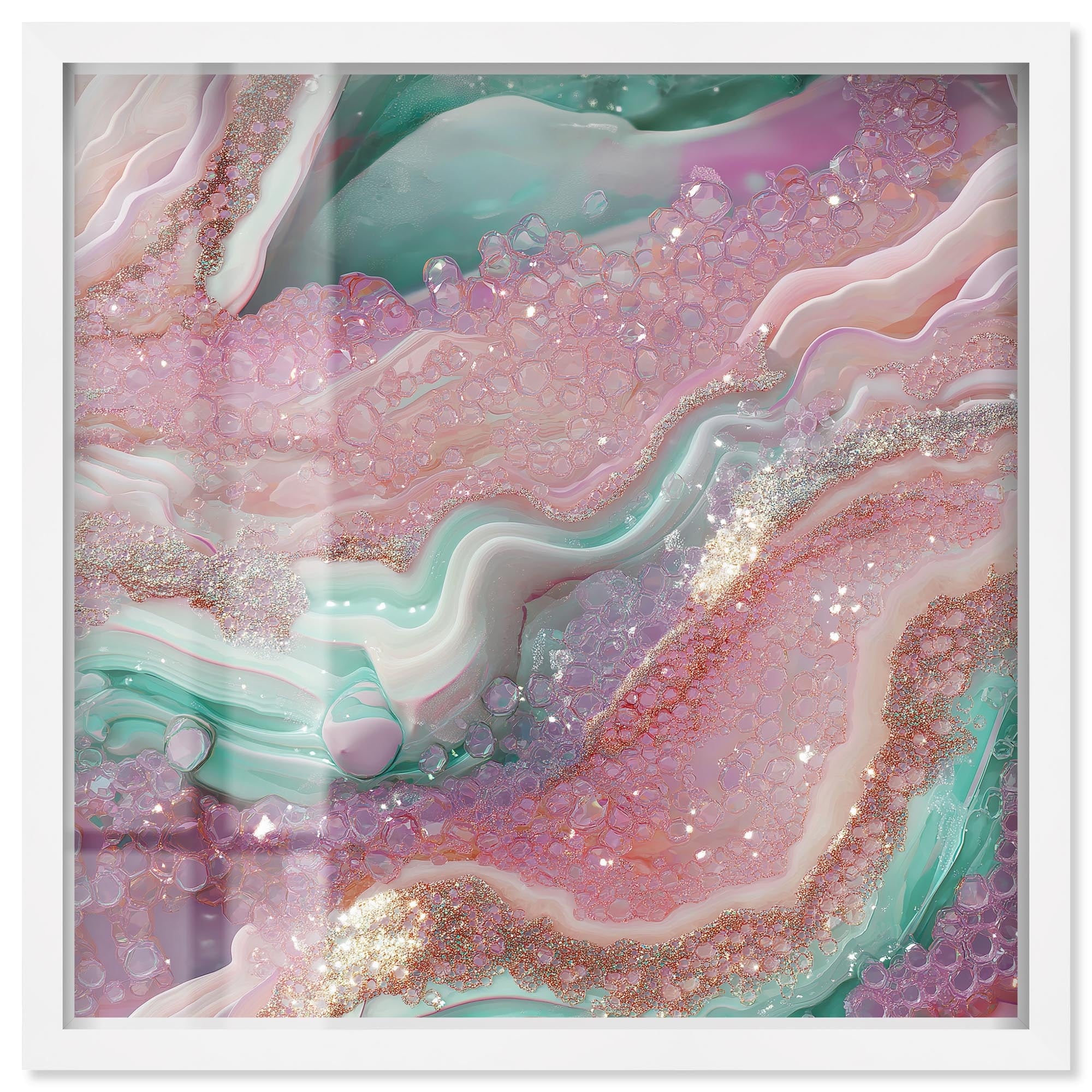 Pink and Mint Crystal III Shadowbox by Art Remedy