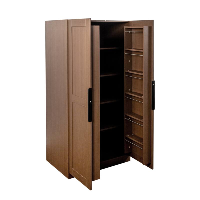 62.99in Kitchen Pantry Cabinet, Walnut Freestanding Buffet Cupboards Sideboard with Doors & Shelves