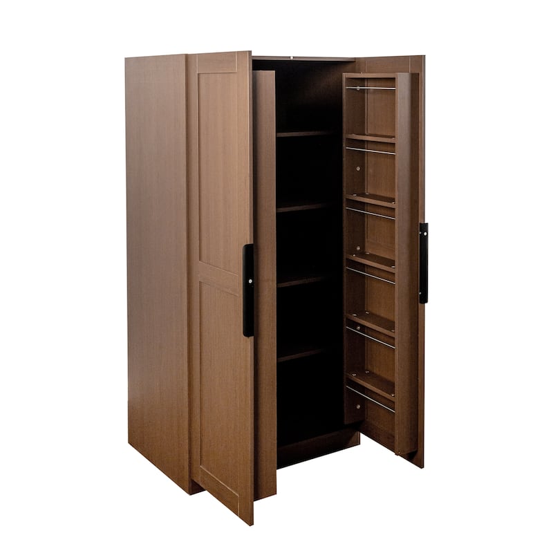62.99in Kitchen Pantry Cabinet Walnut Freestanding Buffet Sideboard with Doors Shelves Living Room Dining Room