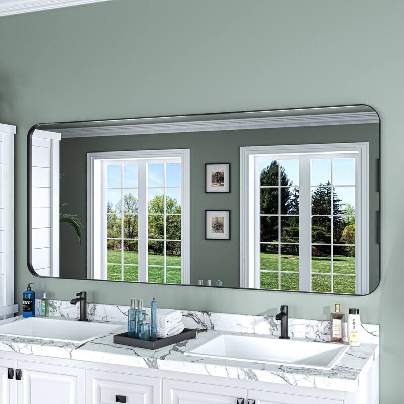 TOOLKISS Aluminum Alloy Round & Right Angle Frame Vanity Mirror
