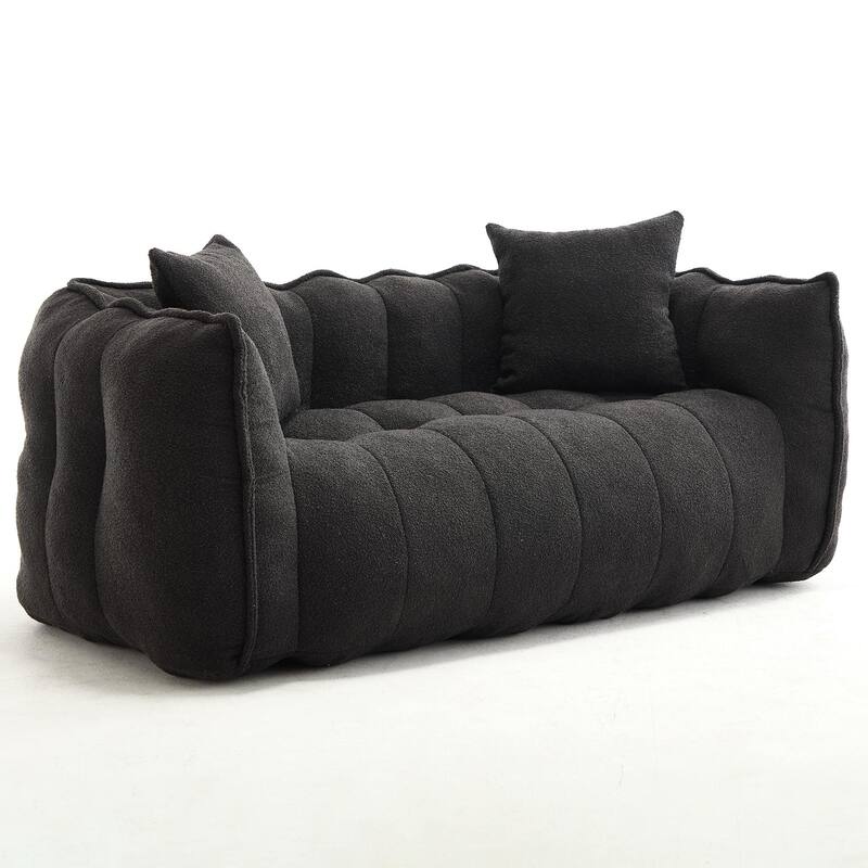 Soft Bean Bag Chair for Adults, Cozy Lazy Bean Bag Sofa, 2 Seat with Armrests for Home