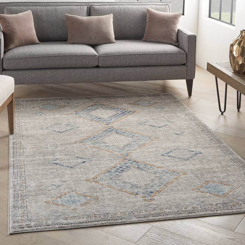 Nourison Concerto Vintage Moroccan Diamond Area Rug - 5'3" x 7'3" - Ivory/Grey/Blue - Rectangle