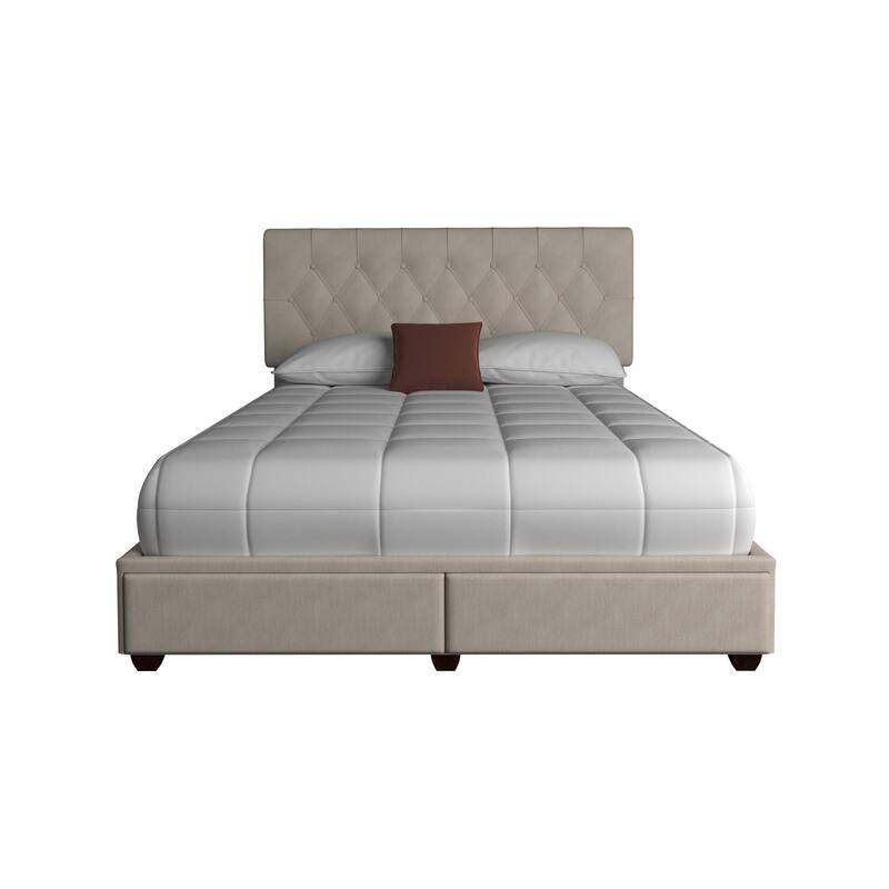 Queen Size Upholstered Storage Bed with Polyester Fabric