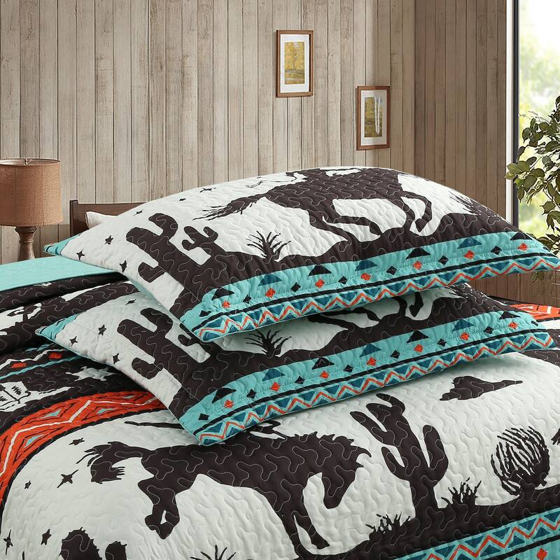 MarCielo 3 Piece South Western Quilt Bedspread Set Cowboy ME501