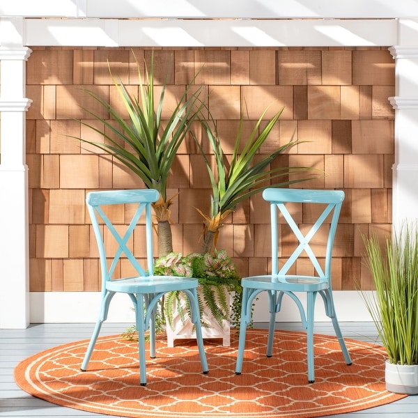 Safavieh Outdoor Living Axton Stackable Side Chair (Set of 2) - 17.3"x18.7"x33.9". Opens flyout.