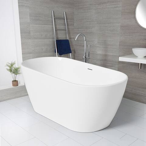Mokleba 59 inch Freestanding Acrylic Bathtub Stand Alone Soaking Tub