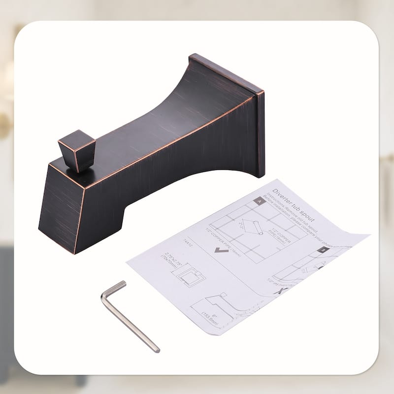 WOWOW Integrated Diverter Square Bathtub Spout in Modern
