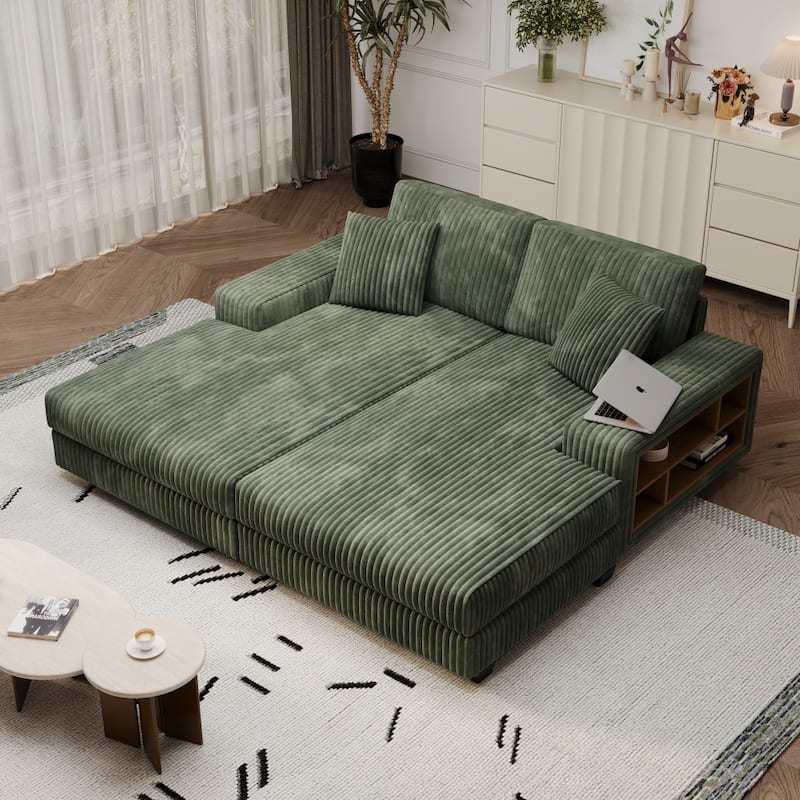 79.5" Modern Corduroy Convertible Sectional Sofa Sleeper Sofa Chair for Living Room