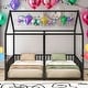 preview thumbnail 9 of 24, Twin Size Metal House 2 In 1 Beds Platform Beds Black