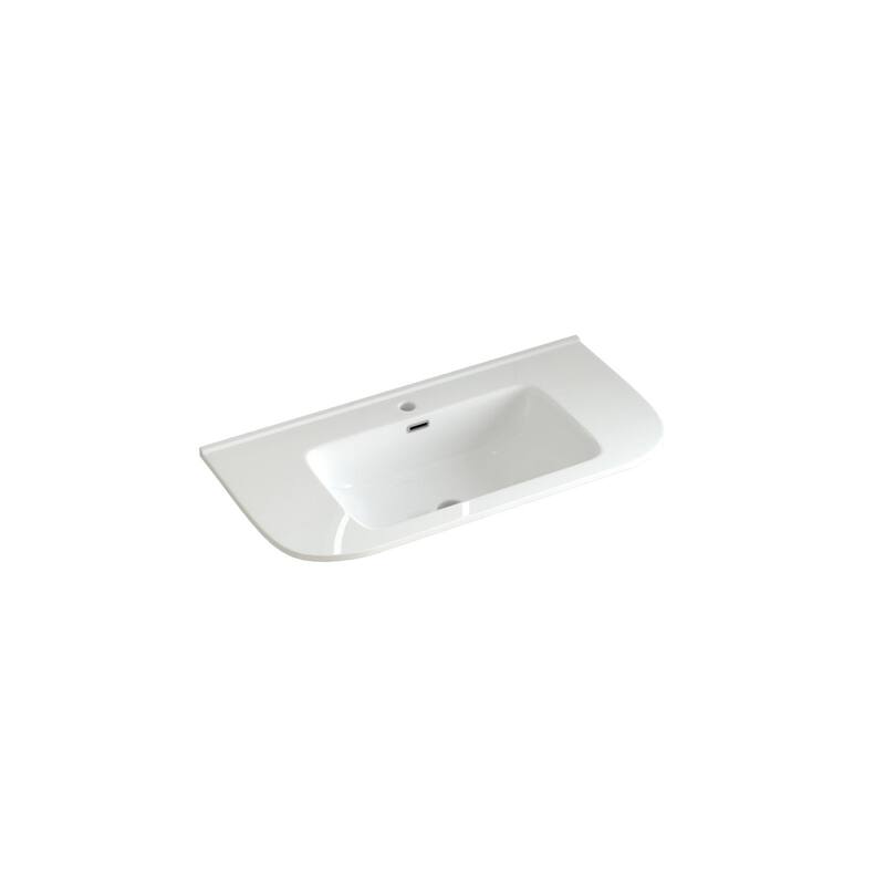 GDF Studio - Verona Floating Bathroom Vanity with Curved Edge Storage & Ceramic Basin without Faucet