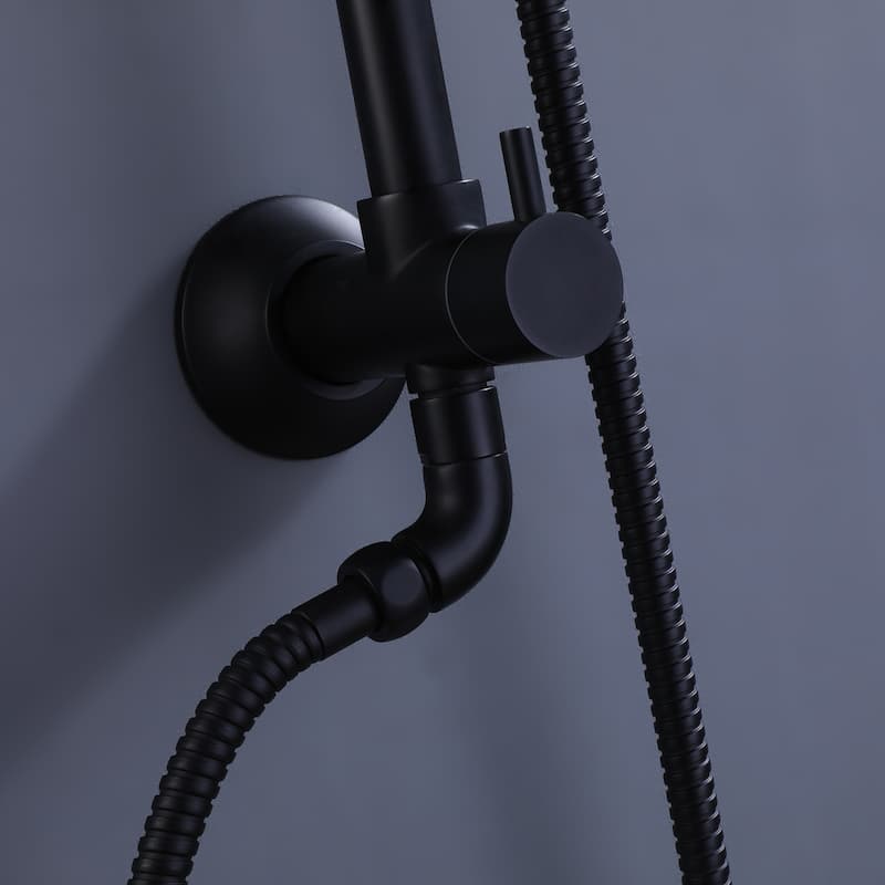 Wall Mounted Exposed Pipe Shower System With Handheld Shower 10 Inch Head Matte Black Shower Faucet Set (Main Body Not Included)