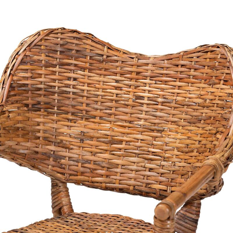 Tara Natural Rattan Dining Chair - Handwoven Wicker Armchair with Curved Backrest, Boho Coastal Seating