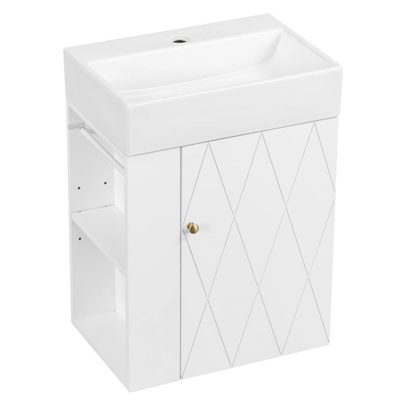 GDFStudio - Lucas Bennett Modern Compact Bathroom Vanity with Decorative Door and Smart Side Storage