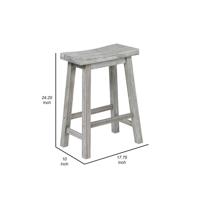 Saddle Design Wooden Counter Stool with Grain Details - 24.25 H x 17.75 W x 10 L Inches