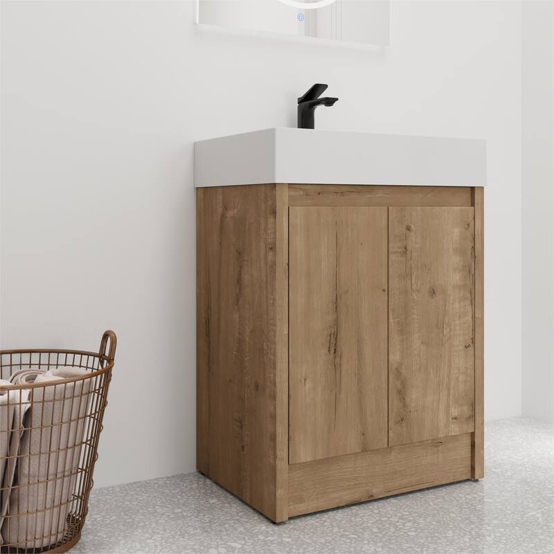 Bathroom Vanity With Sink In 24/30 Inch, Freestanding Bathroom Vanity With Soft Close Door And Adjustable Shelves