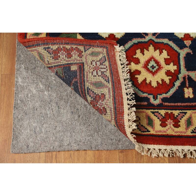 Medallion Heriz Serapi Large Rug Hand-Knotted Orange Wool Carpet - 9'9" x 13'8"