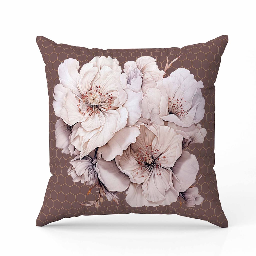 Magnolia Majesty Faux Suede Reversible Throw Pillow Deep and Taupe