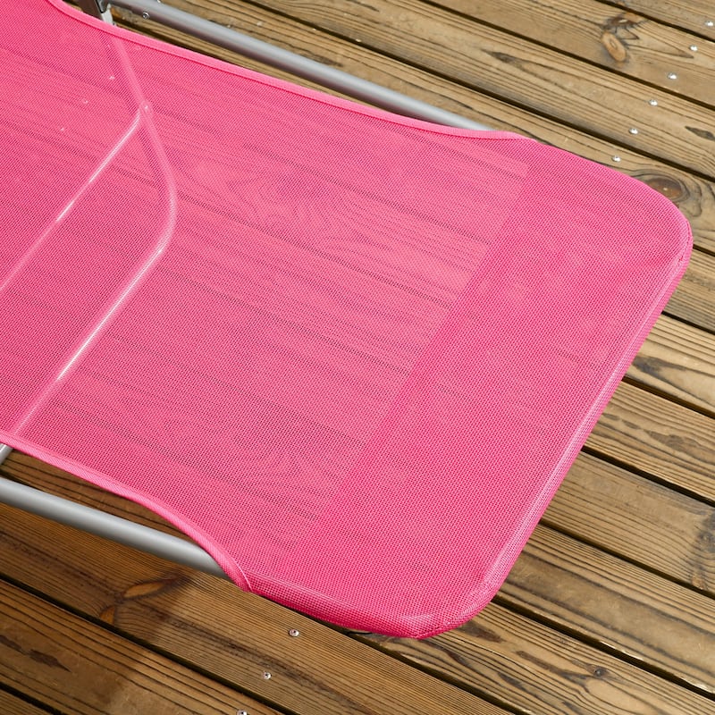 Outsunny Folding Chaise Lounge Pool Chairs, Set of 2 Outdoor Sun Tanning Chairs with Pillow, Six-Position Reclining Back