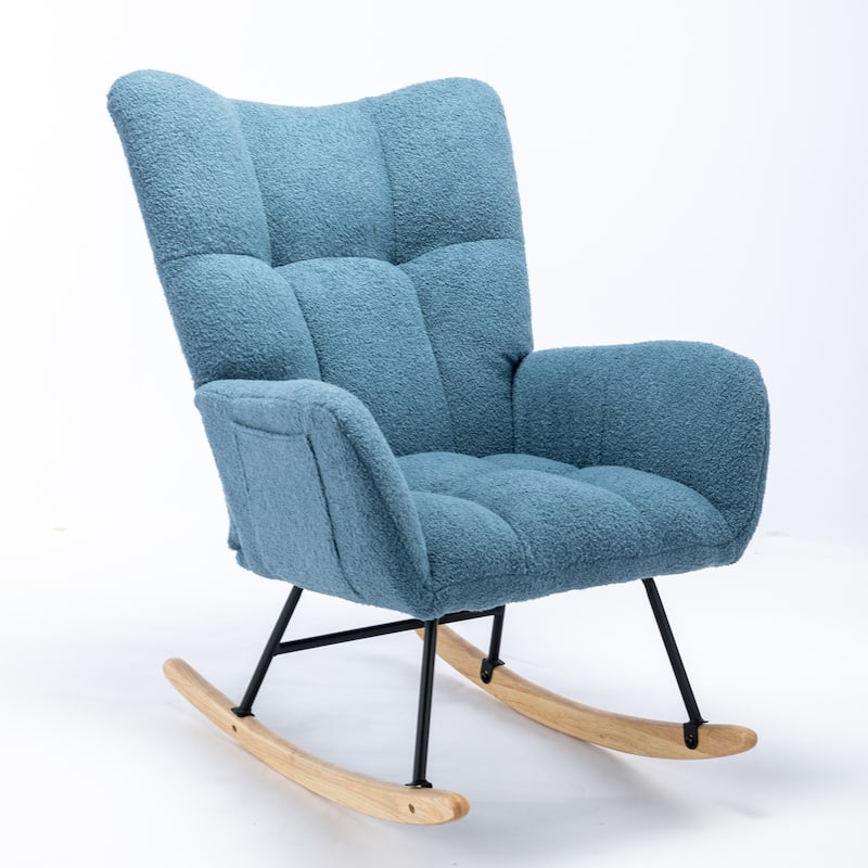 Fleece Fabric Rocking Chair with Pocket