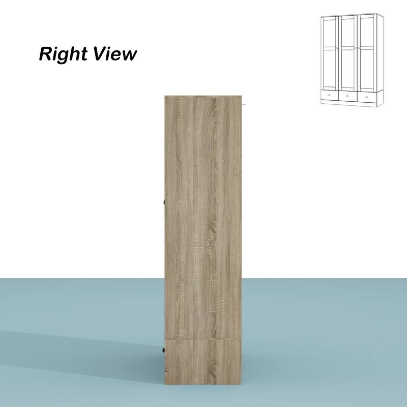 Natural Charm Wooden Armoire - Breathable Rattan Design Ample Storage