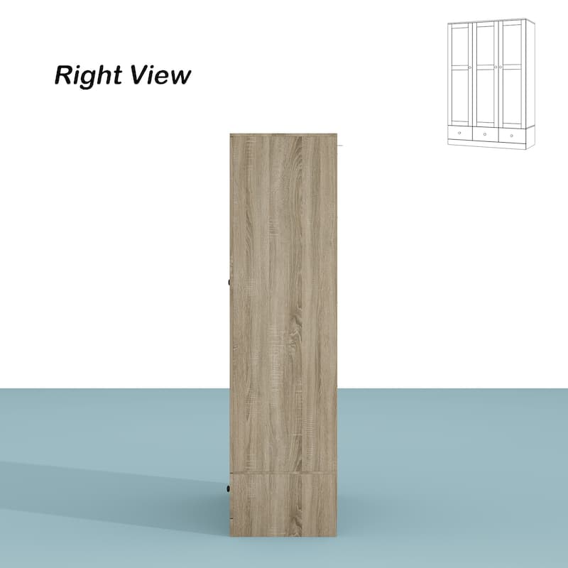 Rattan-Accented Wardrobe - Spacious Clothing Organizer with Style