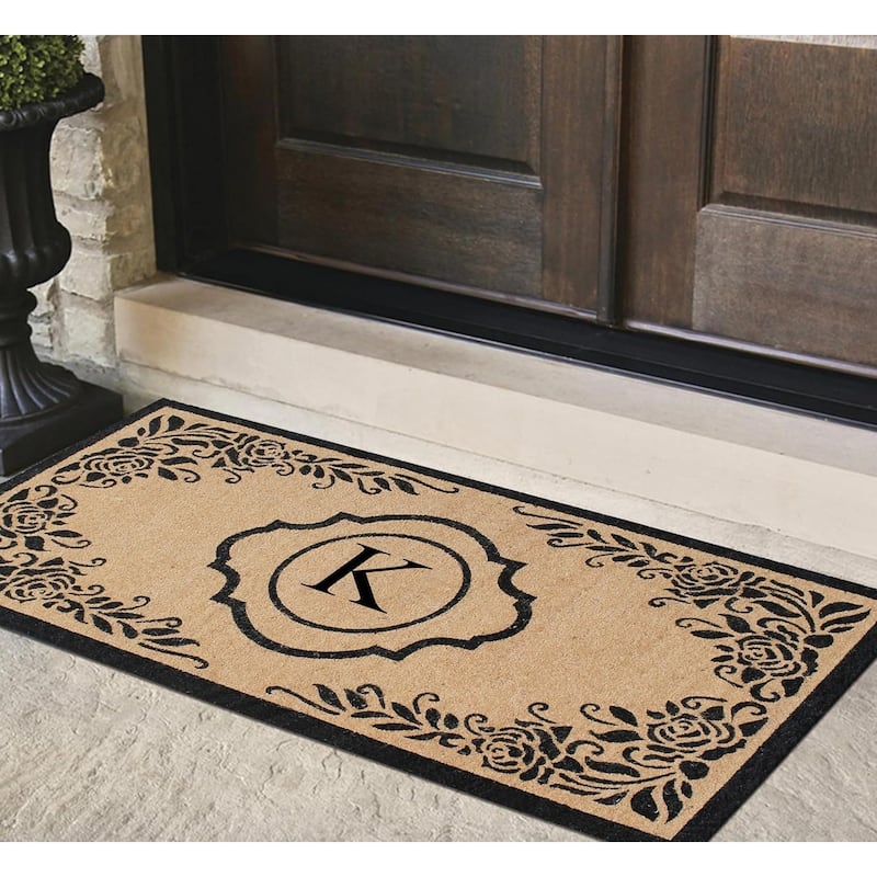 A1HC Hand Crafted Entry Flocked Coir Monogrammed Welcome Entrance Doormat 36"x72"