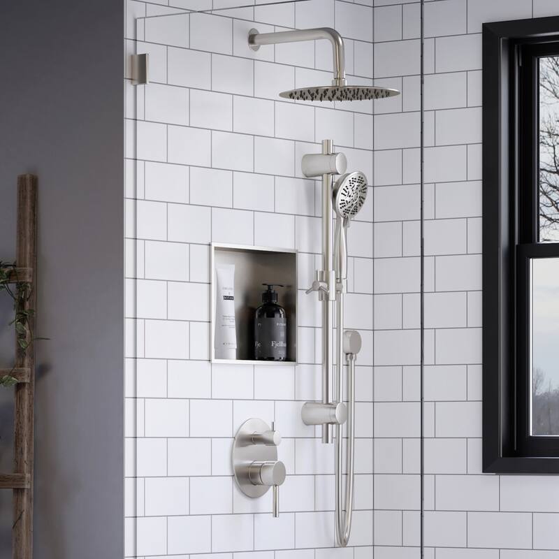 12-in x 12-in Ultra-thin Frame Recessed Stainless Steel Shower Niche Brushed Stainless Steel