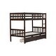 preview thumbnail 10 of 31, Twin Over Twin Rubber Wood Bunk Bed with 2 Drawers, Convertible into 2 Twin Beds
