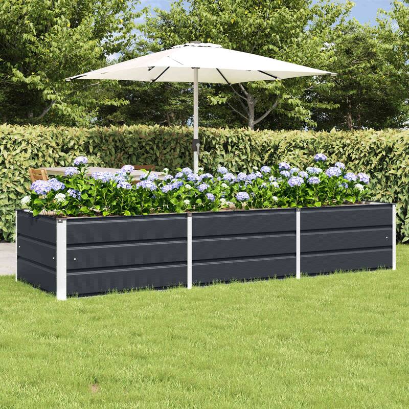 vidaXL Planter in Steel - 62.99 x 31.50 x 17.72 - Black - 94.49 x 31.50 x 17.72 in