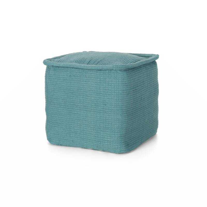 Hansolo Yarn Square Pouf, Teal