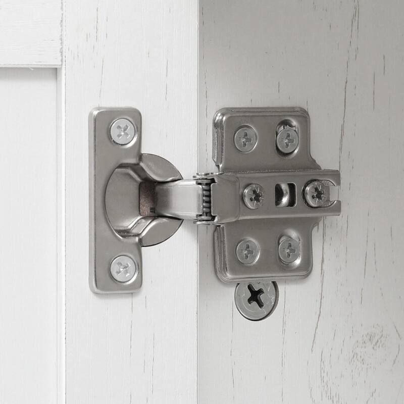 53'' Rolling Farmhouse Kitchen Island - Two Glass Cabinet Doors with Power Outlet