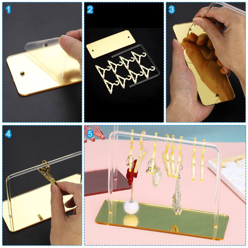 2 Set Earring Holder 16 Coat Hangers, Acrylic Earring Organizer Stand