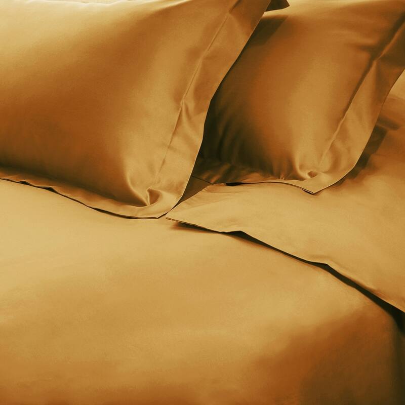 HomeRoots Brown Sugar King Cotton Blend 650 Thread Count Washable Duvet Cover Set