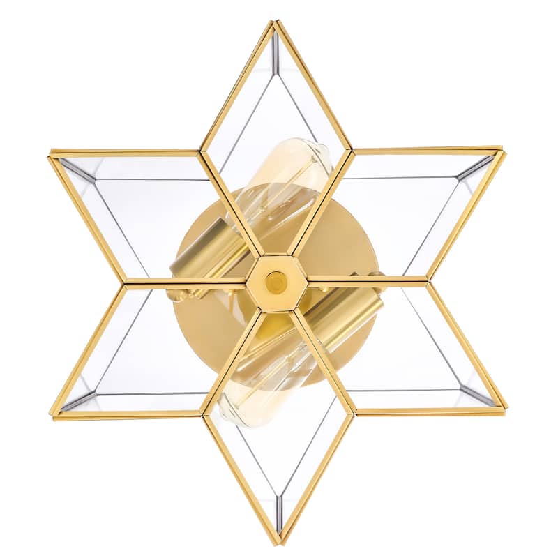 CO-Z 2-Light Star Semi Flush Mount Ceiling Light Fixture - Gold