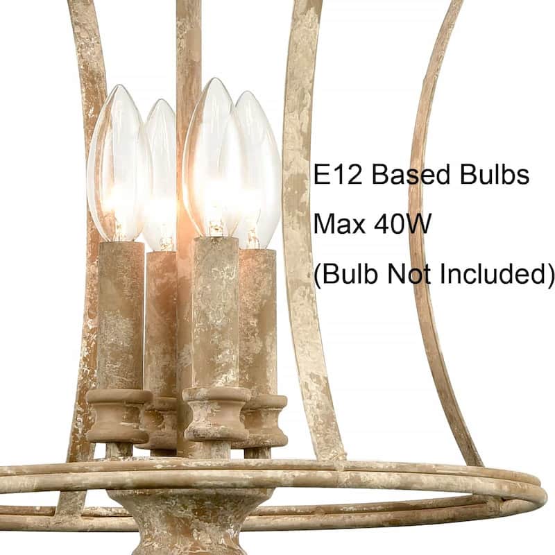 Aspen Farmhouse Chandelier 4-Light Distressed Off-White - Antique White