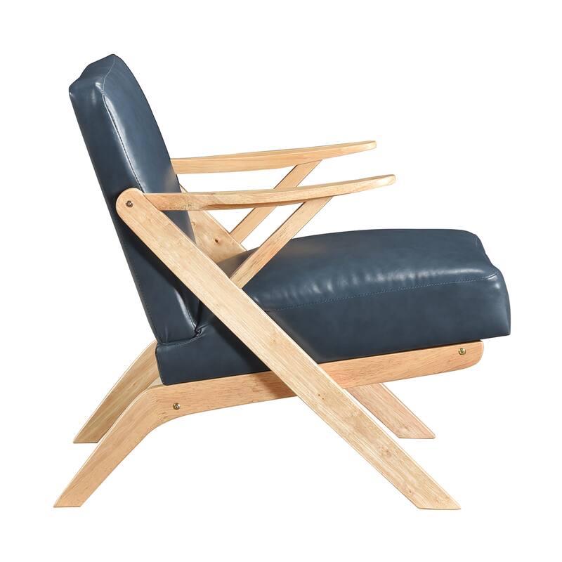 Rhys 26.5" Faux Leather Accent Chair - Solid Rubberwood Frame