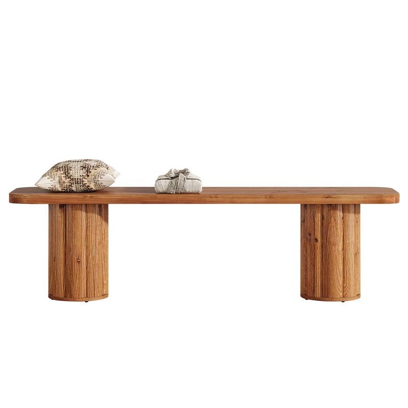 63" Solid Wood Entryway Bench, Extra Long Accent Bench Seat for End of Bed Dining Room Living Room Foyer Bedroom