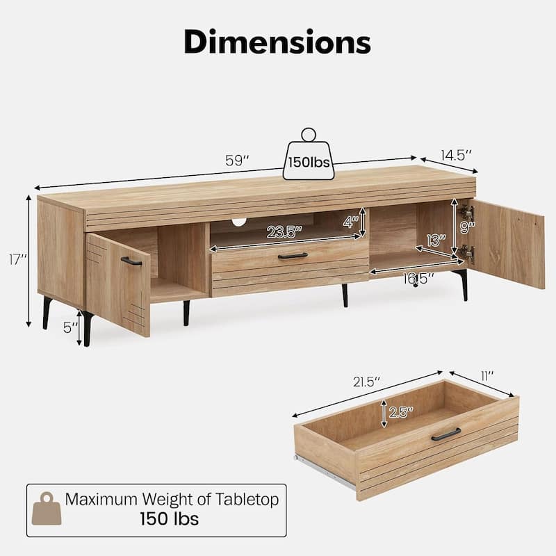 Modern Entertainment Center Media Console TV Stand for TV up to 65''