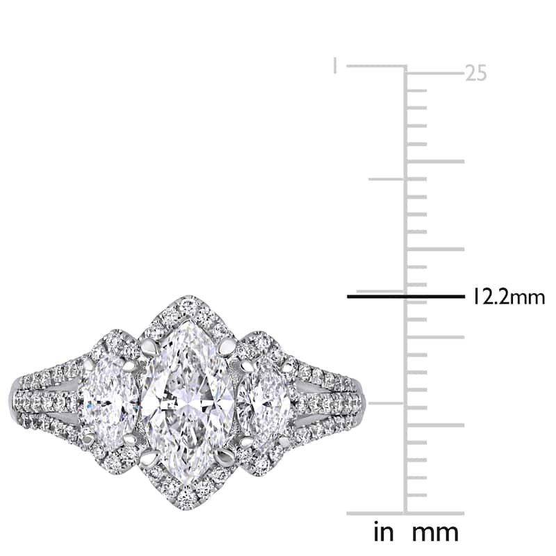 Miadora 1 1/2 - 1 3/4ct TDW 14k White Gold Engagement Ring