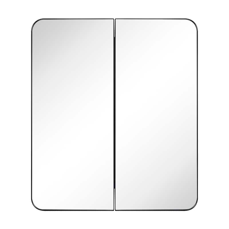 TEHOME Double Door Recessed & Surface Mount Rectangle Bathroom Medicine Cabinet with Mirror