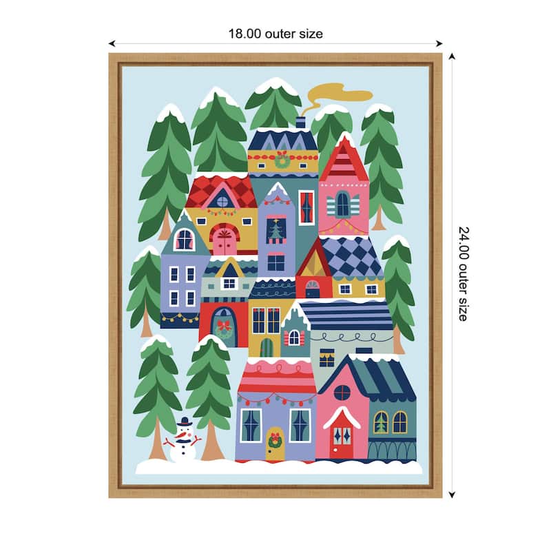 Kate and Laurel Sylvie Framed Canvas Cozy Houses by Rachel Lee