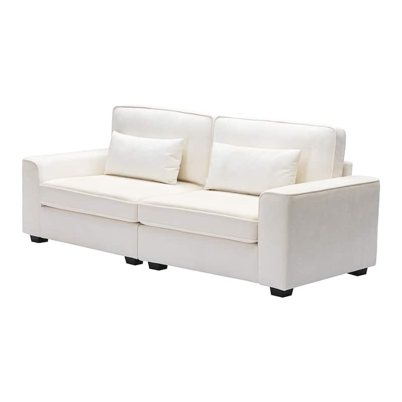 Living Room Fabric Sofa, 79.5" Modern Loveseat Sofa with Wide Armrests and Plush Cushions, for Apartment, Bedroom